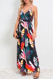 Sexy Vacation Floral Backless V Neck Printed Dress Dresses