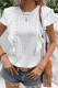 Sweet Solid Jacquard Flounce O Neck Tops