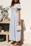 Sweet Solid Buttons V Neck Princess Dresses