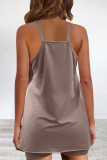 Casual Solid Pocket V Neck Sleeveless Two Pieces