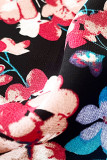 Elegant Floral Patchwork V Neck Waist Skirt Dresses