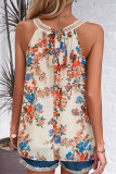 Elegant Floral Patchwork O Neck Tops