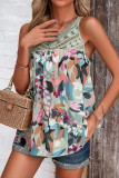 Elegant Floral Patchwork O Neck Tops