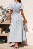 Sweet Solid Buttons V Neck Princess Dresses