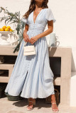 Sweet Solid Buttons V Neck Princess Dresses