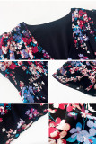 Elegant Floral Patchwork V Neck Waist Skirt Dresses
