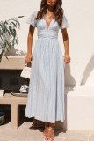 Sweet Solid Buttons V Neck Princess Dresses