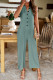 Casual Simplicity Solid Pocket Buttons O Neck Loose Jumpsuits