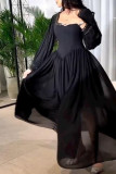 Elegant Solid Beading Square Collar Princess Dresses