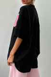 Casual Letter Print Contrast O Neck T-Shirts