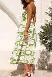 Sexy Vacation Geometric Print Fold Strapless Printed Dress Dresses
