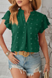 Solid Polka Dot Fur Ball V Neck Tops