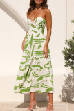 Sexy Vacation Geometric Print Fold Strapless Printed Dress Dresses