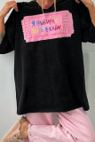 Casual Letter Print Contrast O Neck T-Shirts