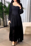 Elegant Solid Beading Square Collar Princess Dresses