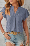 Solid Polka Dot Fur Ball V Neck Tops
