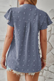 Solid Polka Dot Fur Ball V Neck Tops