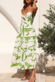 Sexy Vacation Geometric Print Fold Strapless Printed Dress Dresses