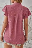 Solid Polka Dot Fur Ball V Neck Tops