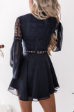 Sexy Vacation Solid Lace V Neck A Line Dresses