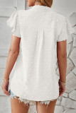 Solid Polka Dot Fur Ball V Neck Tops