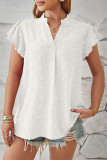Solid Polka Dot Fur Ball V Neck Tops