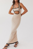 Sexy Solid Backless Contrast One Step Skirt Dresses