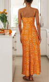 Sexy Vacation Print Flowers Backless V Neck Waist Skirt Dresses