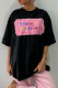 Casual Letter Print Contrast O Neck T-Shirts