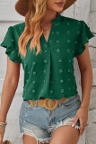 Solid Polka Dot Fur Ball V Neck Tops