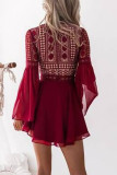 Sexy Vacation Solid Lace V Neck A Line Dresses