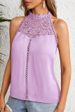Sexy Solid Lace Hollowed Out O Neck Tops