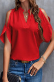 Elegant Solid Patchwork V Neck Tops