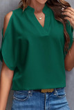 Elegant Solid Patchwork V Neck Tops