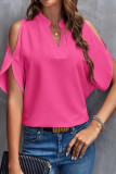 Elegant Solid Patchwork V Neck Tops