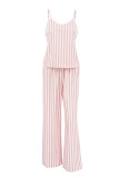 Sweet Living Striped Print Contrast V Neck Sleeveless Two Pieces