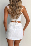 Sexy Solid Draw String V Neck Sleeveless Two Pieces