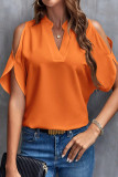 Elegant Solid Patchwork V Neck Tops