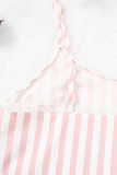 Sweet Living Striped Print Contrast V Neck Sleeveless Two Pieces