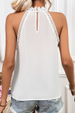 Sexy Solid Lace Hollowed Out O Neck Tops