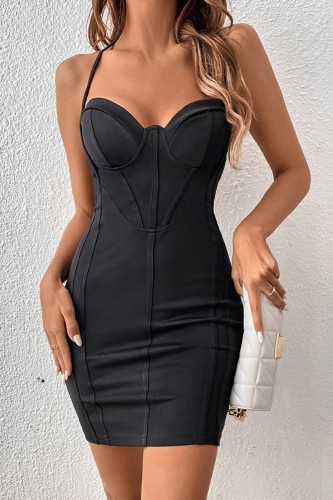 Sexy Party Solid Patchwork Frenulum V Neck Wrapped Skirt Dresses