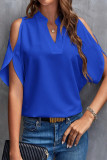 Elegant Solid Patchwork V Neck Tops