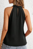 Sexy Solid Lace Hollowed Out O Neck Tops