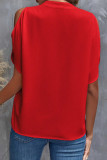 Elegant Solid Patchwork V Neck Tops