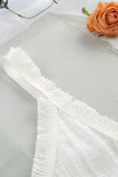 Casual Living Solid Tassel V Neck Sling Dress Dresses