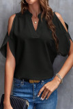 Elegant Solid Patchwork V Neck Tops