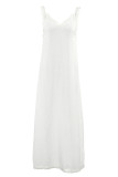Casual Living Solid Tassel V Neck Sling Dress Dresses