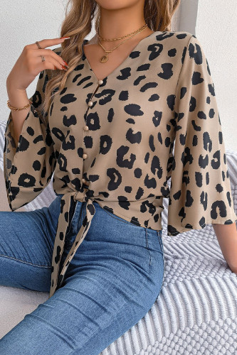 Casual Leopard Frenulum Stringy Selvedge Tops