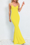 Sexy Formal Solid V Neck Trumpet Mermaid Dresses