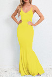 Sexy Formal Solid V Neck Trumpet Mermaid Dresses